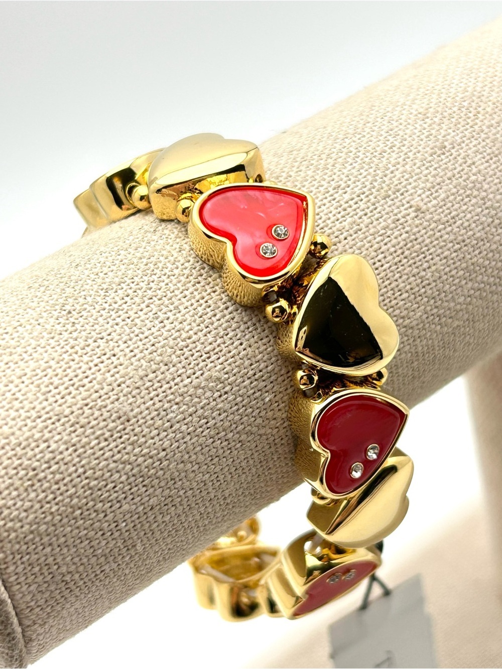 Talbots Red and Gold Hearts Stretch Bracelet NWT